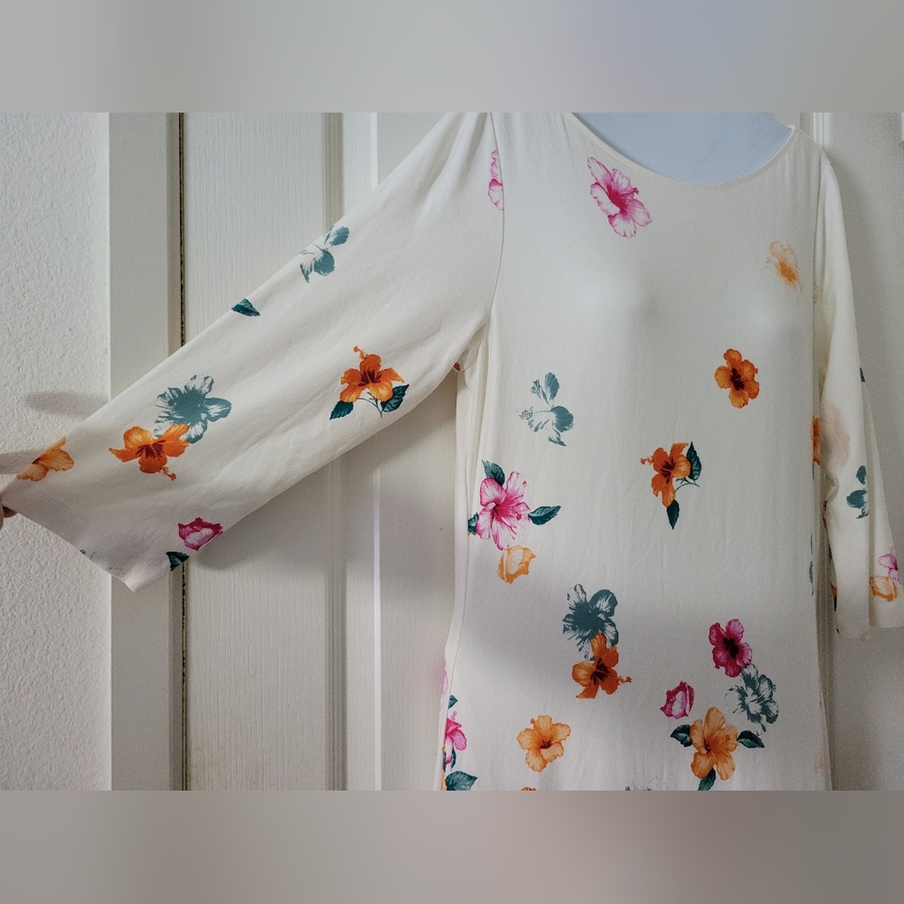 ✨️HP✨️Tommy Bahama | NWOT Pretty Cream/Floral 3/4 Sleeve Maxi Dress (SIZE M) - Picture 6 of 13